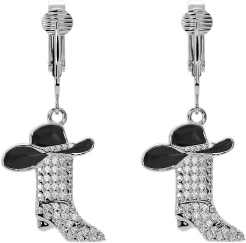 Aloha Earrings Non Pierced Silver Tone Clip On Disco Cowboy Dangling Earrings in Saudi Arabia