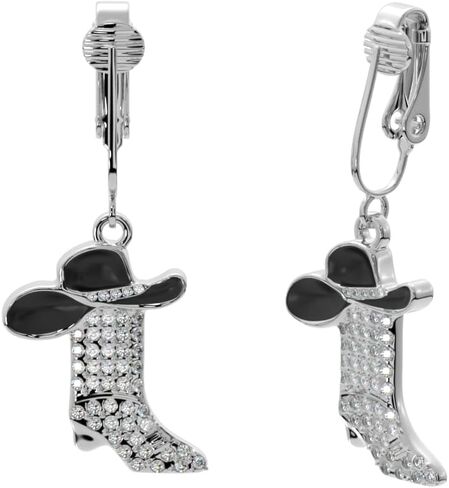 Aloha Earrings Non Pierced Silver Tone Clip On Disco Cowboy Dangling Earrings in Saudi Arabia