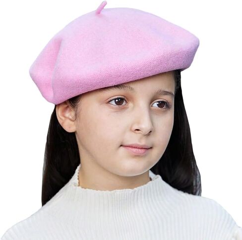 Kids Wool French Beret Hat, Classic Fashion Warm Solid Color Artist Beret Hat for Toddler Baby Girl in Saudi Arabia