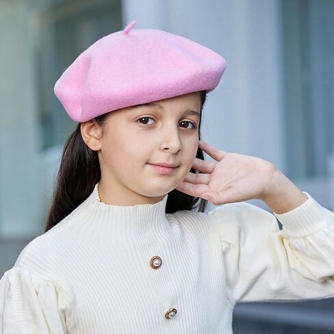 Kids Wool French Beret Hat, Classic Fashion Warm Solid Color Artist Beret Hat for Toddler Baby Girl in Saudi Arabia
