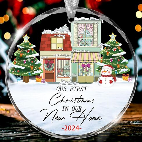Christmas Ornaments, 3 * 3Inch Transparent Glass Expecting Baby 2025 Baby Announcement Ornament The More The Merrier Coming Soon 2025 Pregnancy Xmas Hanging Decor for Husband Grandparents Aunt Uncle in Kuwait
