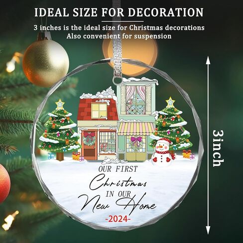 Christmas Ornaments, 3 * 3Inch Transparent Glass Expecting Baby 2025 Baby Announcement Ornament The More The Merrier Coming Soon 2025 Pregnancy Xmas Hanging Decor for Husband Grandparents Aunt Uncle in Kuwait