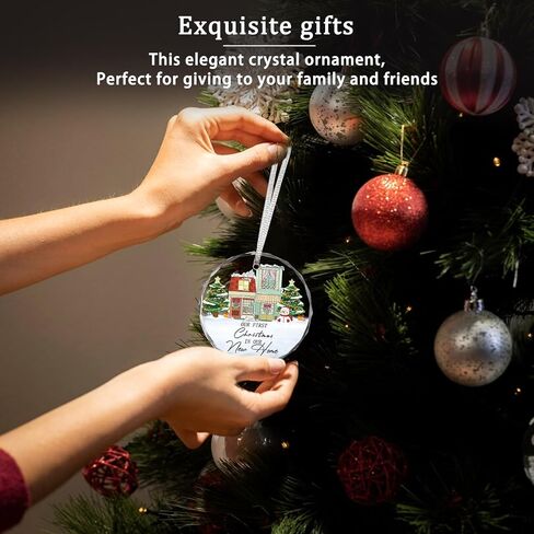 Christmas Ornaments, 3 * 3Inch Transparent Glass Expecting Baby 2025 Baby Announcement Ornament The More The Merrier Coming Soon 2025 Pregnancy Xmas Hanging Decor for Husband Grandparents Aunt Uncle in Kuwait