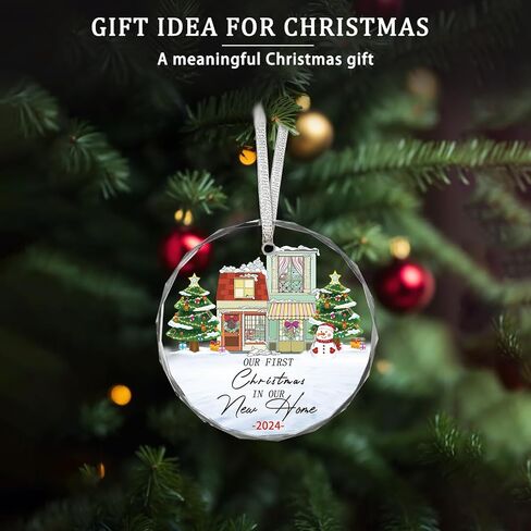 Christmas Ornaments, 3 * 3Inch Transparent Glass Expecting Baby 2025 Baby Announcement Ornament The More The Merrier Coming Soon 2025 Pregnancy Xmas Hanging Decor for Husband Grandparents Aunt Uncle in Kuwait