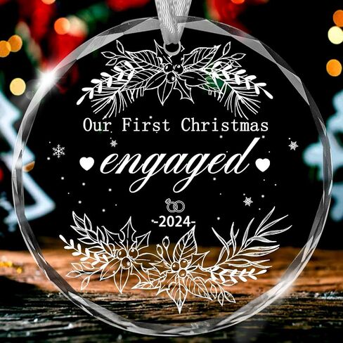 Christmas Ornaments, 3 * 3Inch Transparent Glass Expecting Baby 2025 Baby Announcement Ornament The More The Merrier Coming Soon 2025 Pregnancy Xmas Hanging Decor for Husband Grandparents Aunt Uncle in Kuwait