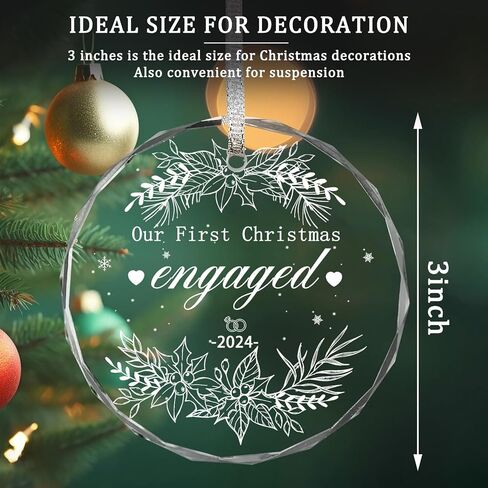 Christmas Ornaments, 3 * 3Inch Transparent Glass Expecting Baby 2025 Baby Announcement Ornament The More The Merrier Coming Soon 2025 Pregnancy Xmas Hanging Decor for Husband Grandparents Aunt Uncle in Kuwait