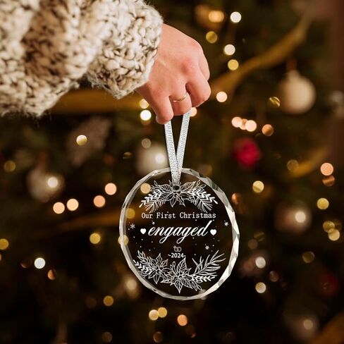 Christmas Ornaments, 3 * 3Inch Transparent Glass Expecting Baby 2025 Baby Announcement Ornament The More The Merrier Coming Soon 2025 Pregnancy Xmas Hanging Decor for Husband Grandparents Aunt Uncle in Kuwait