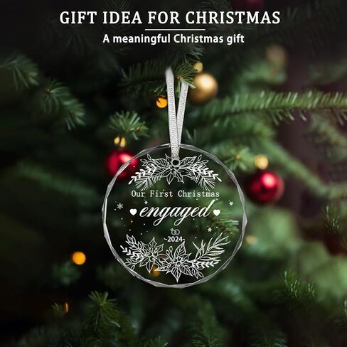 Christmas Ornaments, 3 * 3Inch Transparent Glass Expecting Baby 2025 Baby Announcement Ornament The More The Merrier Coming Soon 2025 Pregnancy Xmas Hanging Decor for Husband Grandparents Aunt Uncle in Kuwait