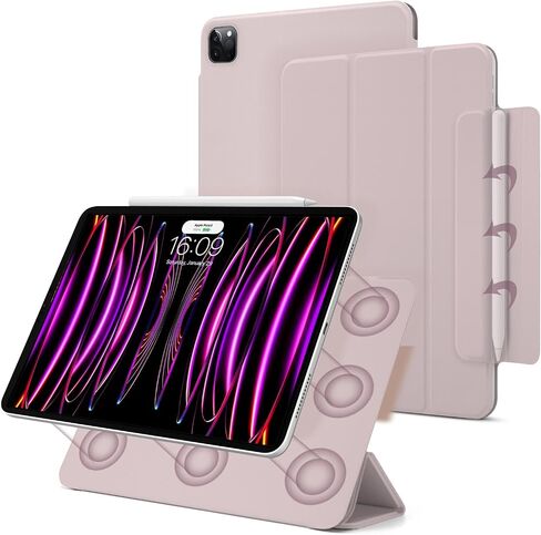 حافظة مغناطيسية لجهاز iPad Pro 11 بوصة الجيل الرابع/الثالث/الثاني (2022/2021/2020)، حافظة ذكية نحيفة، حافظة حامل ثلاثية الطي خفيفة الوزن، النوم/الاستيقاظ التلقائي، دعم الجيل الثاني من شحن قلم Apple (قهوة الشوفان) in Kuwait