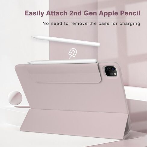حافظة مغناطيسية لجهاز iPad Pro 11 بوصة الجيل الرابع/الثالث/الثاني (2022/2021/2020)، حافظة ذكية نحيفة، حافظة حامل ثلاثية الطي خفيفة الوزن، النوم/الاستيقاظ التلقائي، دعم الجيل الثاني من شحن قلم Apple (قهوة الشوفان) in Kuwait