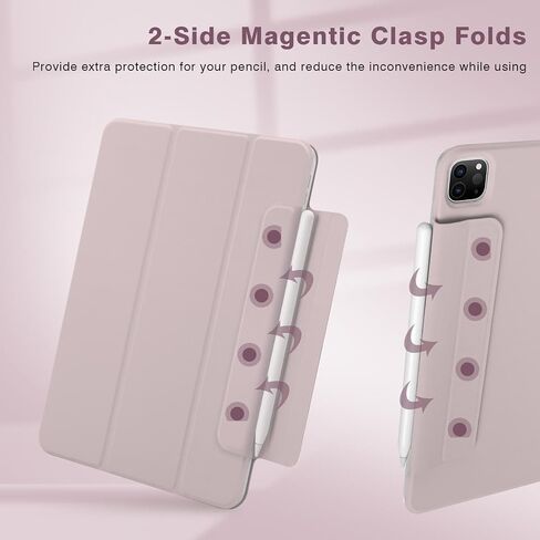حافظة مغناطيسية لجهاز iPad Pro 11 بوصة الجيل الرابع/الثالث/الثاني (2022/2021/2020)، حافظة ذكية نحيفة، حافظة حامل ثلاثية الطي خفيفة الوزن، النوم/الاستيقاظ التلقائي، دعم الجيل الثاني من شحن قلم Apple (قهوة الشوفان) in Kuwait