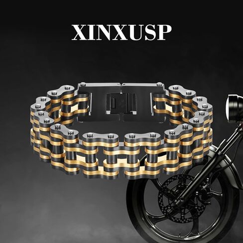 heavy-duty and sturdy men's motorcycle chain, bicycle chain, stainless steel men's bracelet, vacuum plated 14K gold electroplated black in the furnace in Saudi Arabia