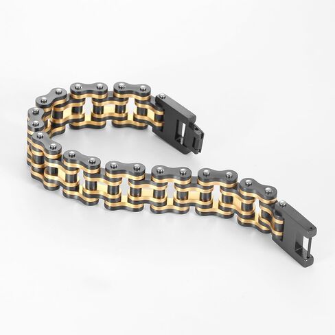 heavy-duty and sturdy men's motorcycle chain, bicycle chain, stainless steel men's bracelet, vacuum plated 14K gold electroplated black in the furnace in Saudi Arabia