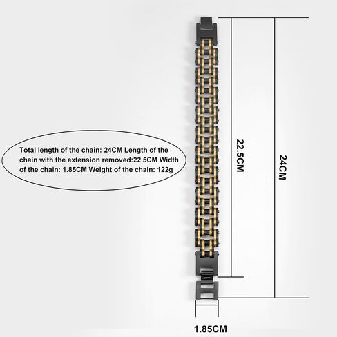 heavy-duty and sturdy men's motorcycle chain, bicycle chain, stainless steel men's bracelet, vacuum plated 14K gold electroplated black in the furnace in Saudi Arabia