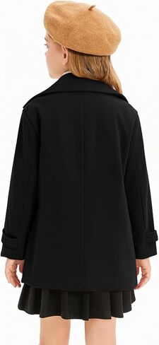 Haloumoning Girls Peacoat Winter Dress Coat Double Breasted Kids Notch Lapel Fall Outerwear Jackets with Pockets 3-10 Years in Saudi Arabia
