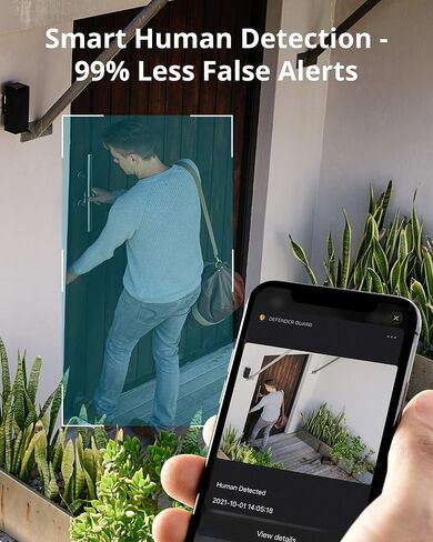 Defender AI Powered Guard Pro 4K 8MP WiFi 6/Bluetooth, Plug & Play Outdoor Home Security Camera, Smart AI Human/Vehicle Detection, Color Night Vision, with 64GB SD Card & 3 Year Warranty in Saudi Arabia