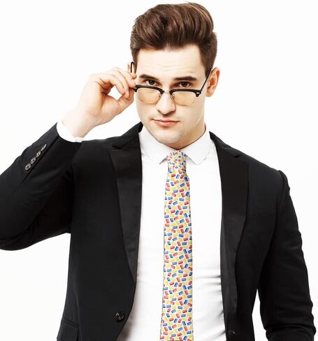 ( Tumbling Lego Blocks ) Fashion Novelty Necktie, Conversation Neckwear Ties Great for Party and Events in Saudi Arabia