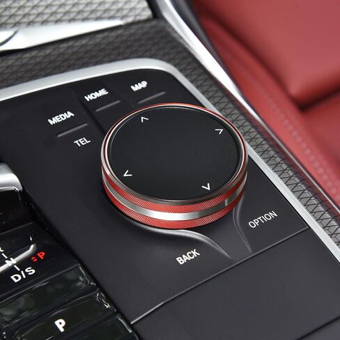 غطاء حلقة زر إيقاف تشغيل المحرك 3 قطع من TOMALL متوافق مع BMW 3 Series X3 X5 سيارة ألومنيوم داخلي وحدة تحكم مركزية متعددة الوسائط للتحكم في مستوى الصوت وإكسسوارات الديكور (أحمر) in Saudi Arabia