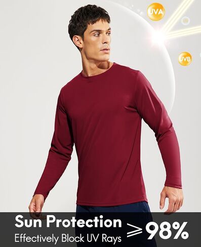 Haimont Men's Long Sleeve Athletic T-Shirts UPF 50+ Sun Protection Running Hiking Tee Shirts Polyester Quick Dry in Saudi Arabia