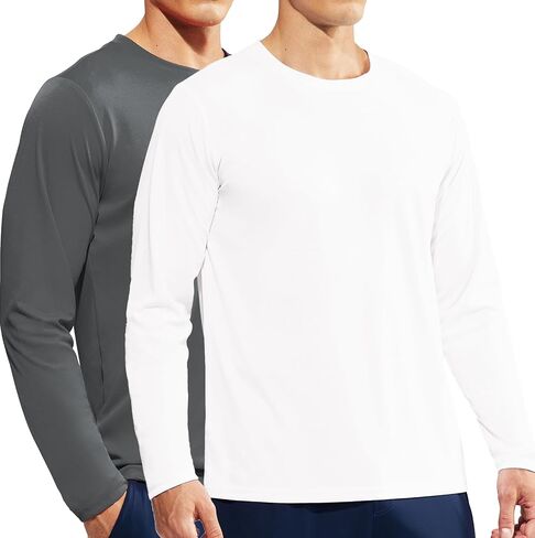 تي شيرت رياضي بأكمام طويلة للرجال من Haimont بعامل حماية من أشعة الشمس 50+ للحماية من الشمس والجري والمشي لمسافات طويلة تي شيرت بوليستر سريع الجفاف in Kuwait