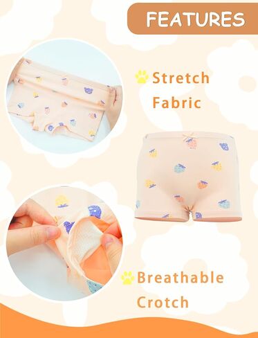 4 Pack Kids Little Girls Cotton Boyshort Underwear Soft Briefs Hipster Underwear Toddler Training Underwear in Kuwait