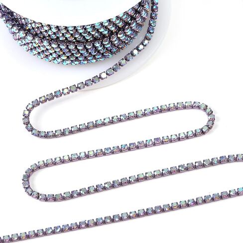 10 Yards 2 MM Rhinestone Chain Trim Crystal Rhinestone Close Chain Trim Rhinestone Chain, for Sewing Crafts, DIY Decoration, Jewelry, Clothing, Shoes (Dark Pink AB) in Saudi Arabia