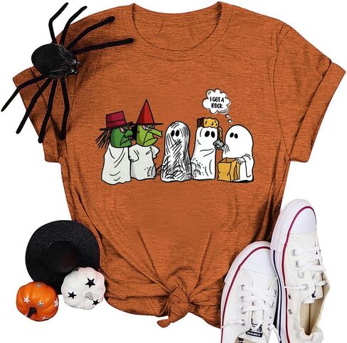 Halloween Shirt for Women I Got A Rock Trick or Treat T-Shirt Short Sleeve Boo Ghost Tee Tops in Saudi Arabia