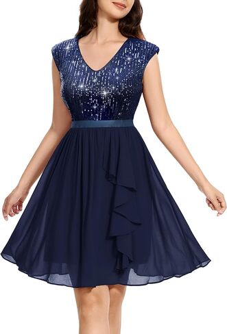 فستان نسائي من Wedtrend مزين بالترتر وأكمام قصيرة فساتين لحفلات الكوكتيل مكشكشة قصيرة لحفلات العودة للوطن 2024 in Kuwait