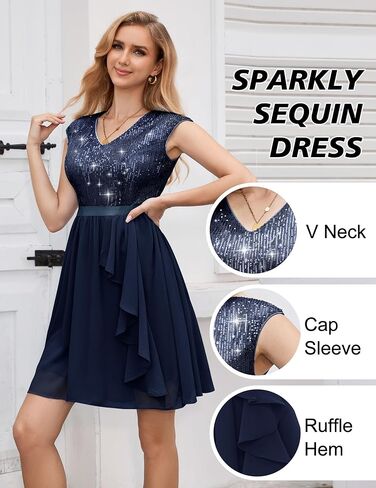 فستان نسائي من Wedtrend مزين بالترتر وأكمام قصيرة فساتين لحفلات الكوكتيل مكشكشة قصيرة لحفلات العودة للوطن 2024 in Kuwait