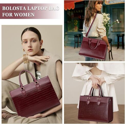 BOLOSTA Laptop Bag for Women 15.6 inch Work Tote Bags for Women Large Waterproof Leather Computer Bag with Clutch Purse in Saudi Arabia