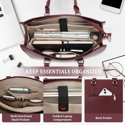 BOLOSTA Laptop Bag for Women 15.6 inch Work Tote Bags for Women Large Waterproof Leather Computer Bag with Clutch Purse in Saudi Arabia