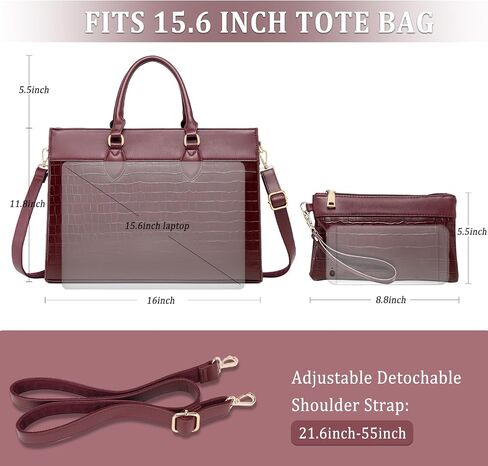 BOLOSTA Laptop Bag for Women 15.6 inch Work Tote Bags for Women Large Waterproof Leather Computer Bag with Clutch Purse in Saudi Arabia