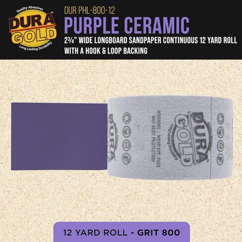 Dura-Gold Premium 400 Grit Purple Film Ceramic Longboard Sandpaper, 2-3/4" Wide Continuous 12 Yard Roll - Hook & Loop Backing for Auto & Woodworking Air File Long Board Sanders, Hand Sanding Blocks in Saudi Arabia