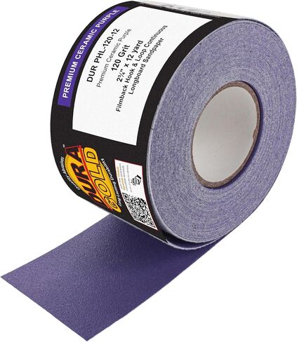 Dura-Gold Premium 400 Grit Purple Film Ceramic Longboard Sandpaper, 2-3/4" Wide Continuous 12 Yard Roll - Hook & Loop Backing for Auto & Woodworking Air File Long Board Sanders, Hand Sanding Blocks in Saudi Arabia