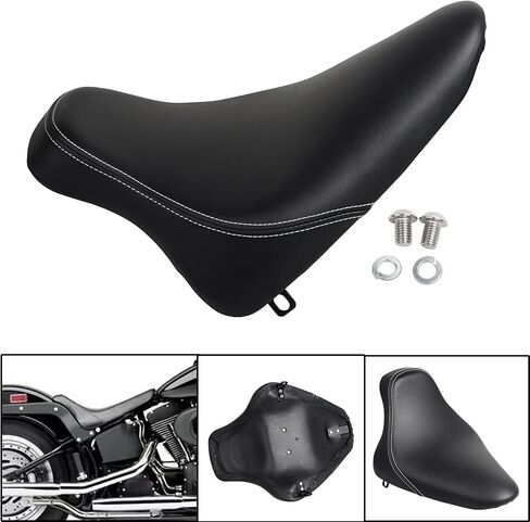 مقعد منفرد للسائق رايدر لسيارة Harley Fat Boy Night Train Heritage Softail FLSTN 2000-2007 FXST 2000-2005، غرز بيضاء in Saudi Arabia