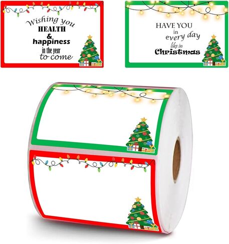 2 inch Christmas Themed Direct Thermal Labels Color Coding Dot Labels for Thermal Label Printer Holiday Lights Ornaments Shipping Label Printer for Xmas New Year Party Business 500 Pcs Per Roll in Saudi Arabia