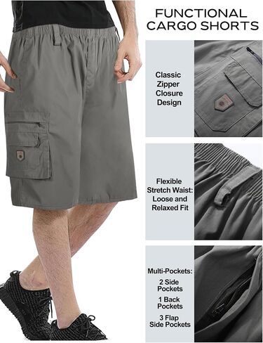 Mens Cargo Shorts Relaxed Fit Lightweight Outdoor Quick Dry Work Casual Shorts for Men with Multi-Pockets in Saudi Arabia