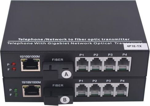 2 POTS Landline Telephone and Ethernet Over Fiber Optic Extenders A Pair -ST Single Mode Single Fiber up to 20Km and Multimode up 500m Support Called id Ring and Fax in Saudi Arabia
