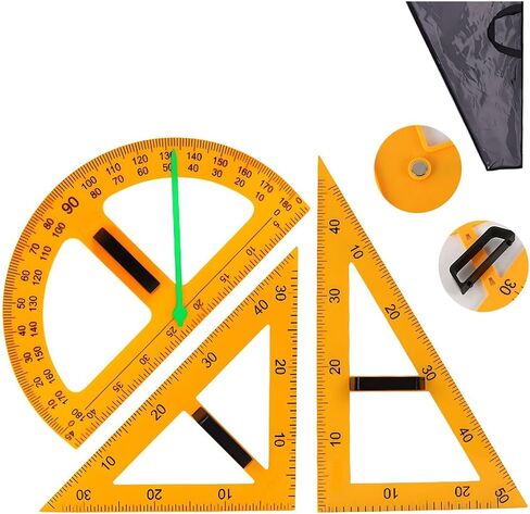 Magnetic Geometry Tool, Protractor, 2 Triangle Rulers Easy Attachment Blackboard Measurement Kit, Teacher Board Protractor Multi-Purpose Kit Large Teaching Aids (Five-Piece Set) in Kuwait