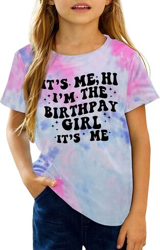 Birthday Girls Shirt Its Me Hi I'm The Birthday Girls Its Me T-Shirt Party Tees Kids Casual Short Sleeve Top 8-15 Year Old in Kuwait