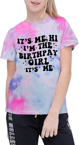 Birthday Girls Shirt Its Me Hi I'm The Birthday Girls Its Me T-Shirt Party Tees Kids Casual Short Sleeve Top 8-15 Year Old in Kuwait