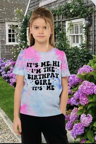 Birthday Girls Shirt Its Me Hi I'm The Birthday Girls Its Me T-Shirt Party Tees Kids Casual Short Sleeve Top 8-15 Year Old in Kuwait
