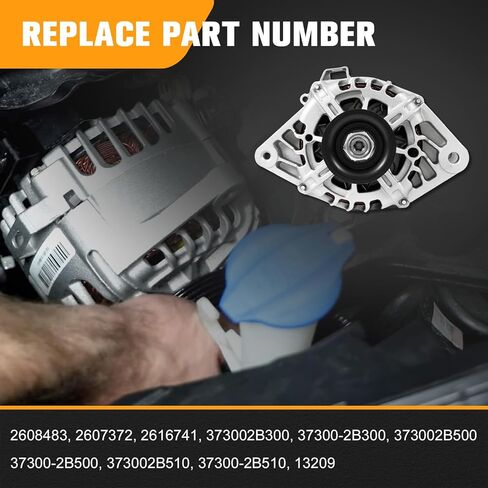 مولد كهربائي متوافق مع Hyundai Accent 2012-2017/Veloster 2012-2017، Kia Rio 2012-2013، 1.6L L4#Replace 37300-2B510، 12V 90A 6-Groove Pulley Alternator in Kuwait