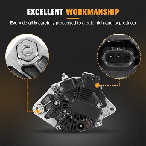 مولد كهربائي متوافق مع Hyundai Accent 2012-2017/Veloster 2012-2017، Kia Rio 2012-2013، 1.6L L4#Replace 37300-2B510، 12V 90A 6-Groove Pulley Alternator in Kuwait