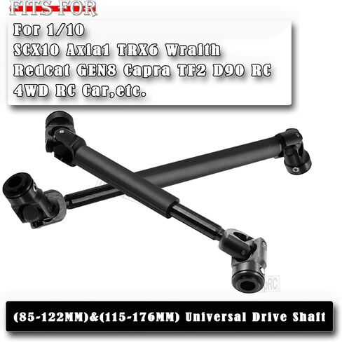 RC Crawler Drive Shaft 85-122MM & 115-176MM Upgrades Part for 1/10 Axial SCX10 SCX10 II 90046 SCX10 III AXI03007 TRX4 D90,Universal Driveshaft,Steel Full Metal Axles,2PCS,Black in Saudi Arabia