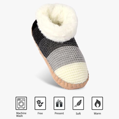 Ankle Knit Slipper Socks For Women With Padded Bottom, Warm Low Cut Fuzzy Slipper Sock With Non Slip Grippers, Thick Fleece Lined House Slipper Sock Size 7 To 11 For Cozy Indoor Bedroom in Saudi Arabia