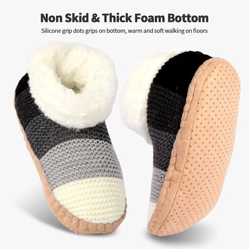 Ankle Knit Slipper Socks For Women With Padded Bottom, Warm Low Cut Fuzzy Slipper Sock With Non Slip Grippers, Thick Fleece Lined House Slipper Sock Size 7 To 11 For Cozy Indoor Bedroom in Saudi Arabia