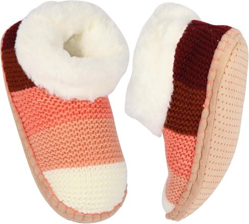 Ankle Knit Slipper Socks For Women With Padded Bottom, Warm Low Cut Fuzzy Slipper Sock With Non Slip Grippers, Thick Fleece Lined House Slipper Sock Size 7 To 11 For Cozy Indoor Bedroom in Saudi Arabia