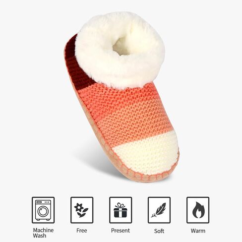 Ankle Knit Slipper Socks For Women With Padded Bottom, Warm Low Cut Fuzzy Slipper Sock With Non Slip Grippers, Thick Fleece Lined House Slipper Sock Size 7 To 11 For Cozy Indoor Bedroom in Saudi Arabia