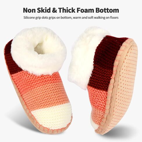 Ankle Knit Slipper Socks For Women With Padded Bottom, Warm Low Cut Fuzzy Slipper Sock With Non Slip Grippers, Thick Fleece Lined House Slipper Sock Size 7 To 11 For Cozy Indoor Bedroom in Saudi Arabia